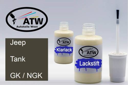 Jeep, Tank, GK / NGK: 20ml Lackstift + 20ml Klarlack - Set, von ATW Autoteile West.